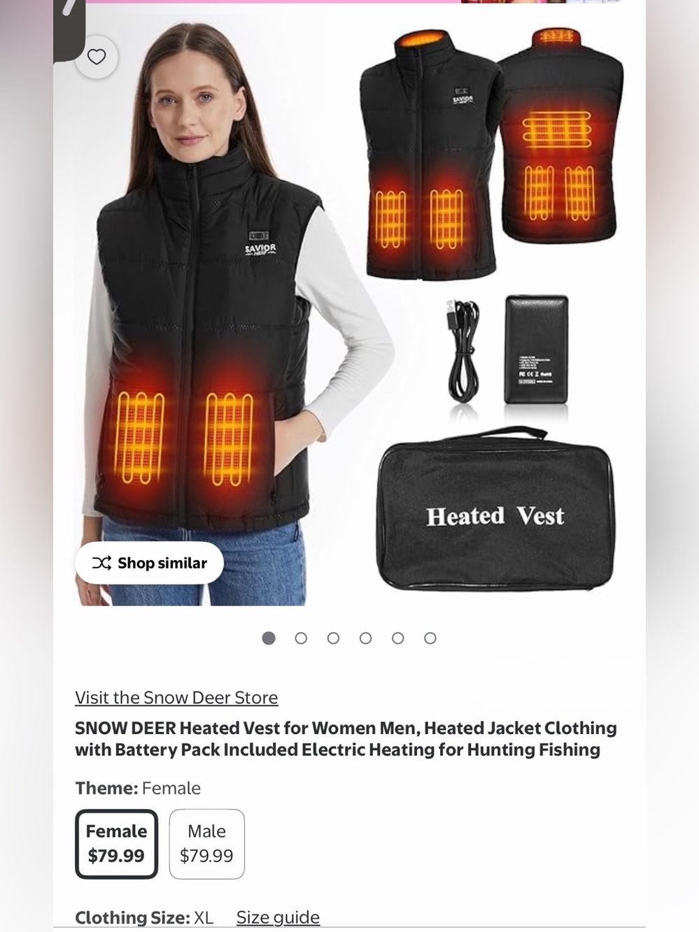 XXL Snow Deer Heated Vest for Men/Women WITH Battery Pack! MSRP $80!